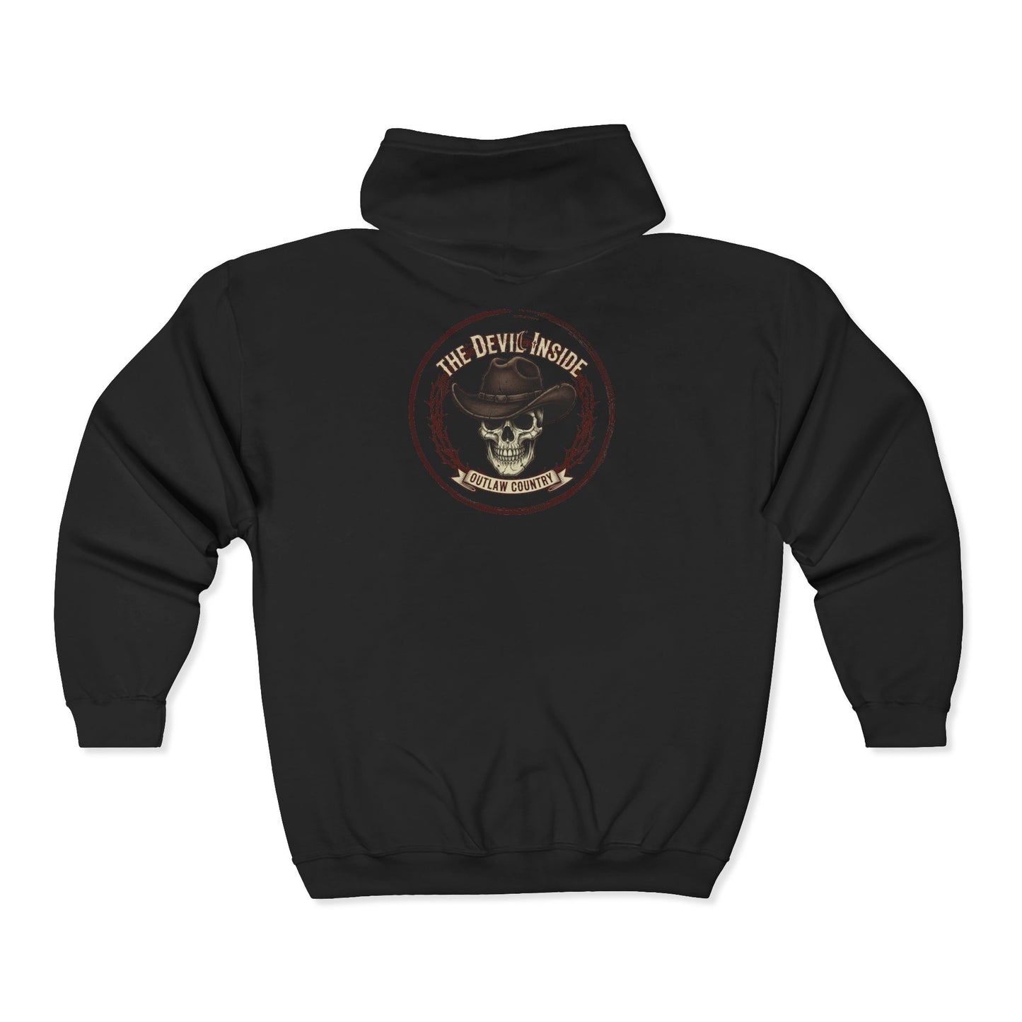 'The Devil Inside' Skull Biker Full-Zip Hooded Sweatshirt – Zip Hoodie