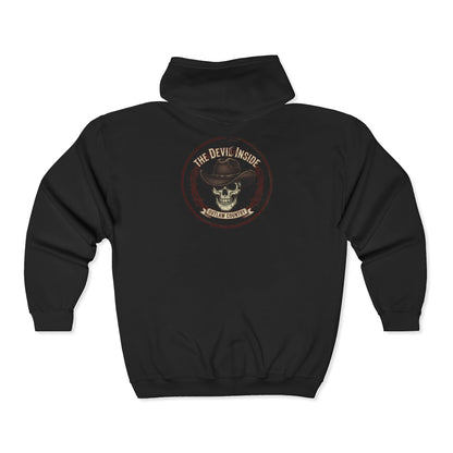'The Devil Inside' Skull Biker Full-Zip Hooded Sweatshirt – Zip Hoodie