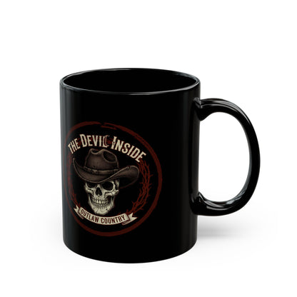 Outlaw Country Skull Mug – "The Devil Inside" Black Coffee Cup (11oz/15oz)