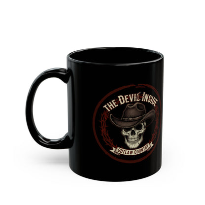 Outlaw Country Skull Mug – "The Devil Inside" Black Coffee Cup (11oz/15oz)