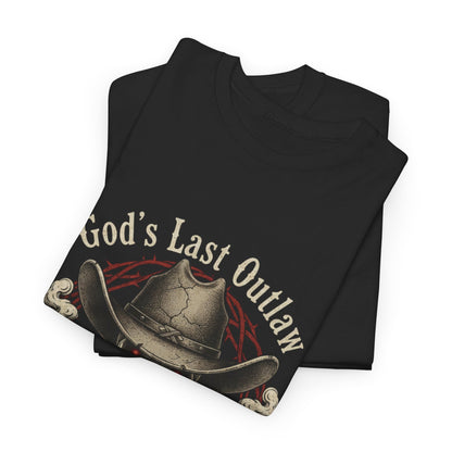 God's Last Outlaw Skull Cowboy T-Shirt — No Mercy, No Salvation Graphic Tee