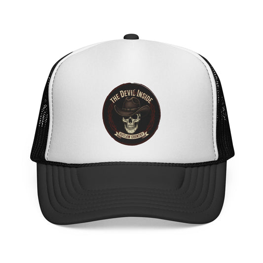 Skull Cowboy Trucker Cap — "The Devil Inside" Vintage Rider Hat